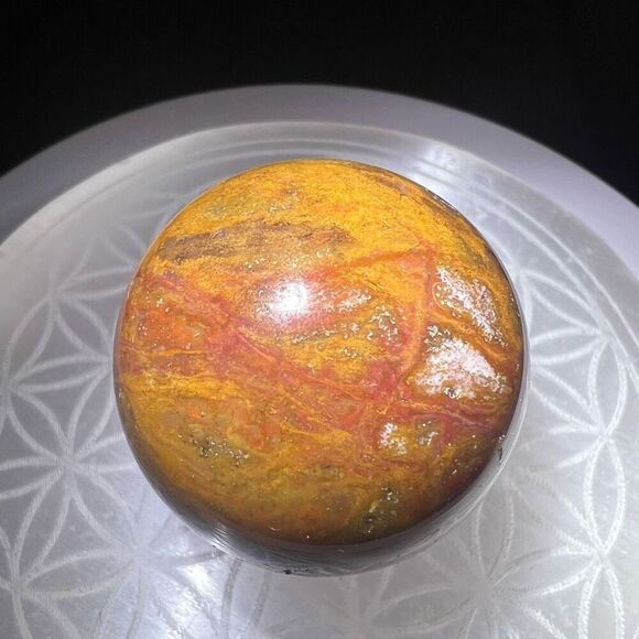 OC Jasper Red Yellow Quartz Crystal Sphere - Picture 4 of 12
